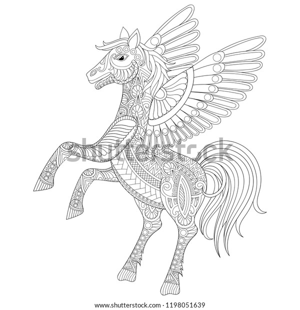 Download Coloring Book Cover Pegasus Adult Coloring Stock Vector Royalty Free 1198051639