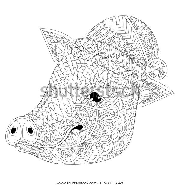 Download Coloring Book Cover Pig Face Adult Stock Vector Royalty Free 1198051648