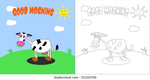 coloring book cow. vector cartoon illustration