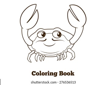 Coloring book crab cartoon educational illustration