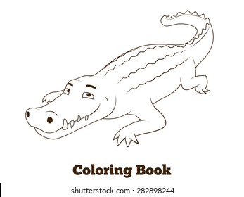 Coloring book crocodile african savannah animal cartoon vector illustration for children