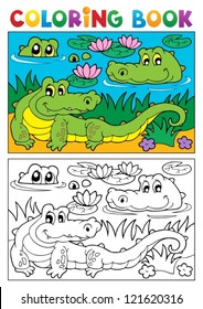 Coloring book crocodile image 2 - vector illustration.