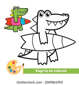 Coloring book, crocodile vector image