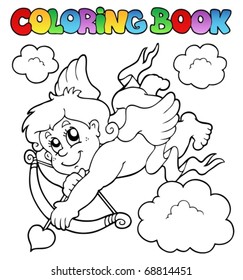 Coloring book with Cupid 1 - vector illustration.