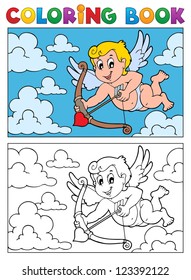 Coloring book with Cupid 2 - vector illustration.