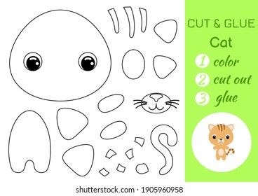 Coloring Book Cut Glue Baby Cat Stock Vector (Royalty Free) 1905960958 ...