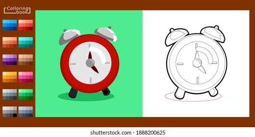 Libro de colorear. reloj de alarma lindo. con color de paleta
