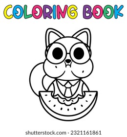  Coloring book cute animal for education cute bunny black and white illustration