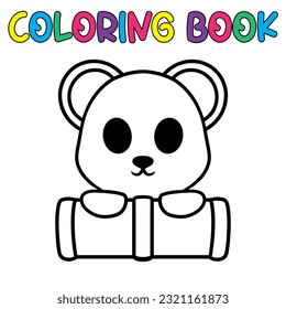  Coloring book cute animal for education cute panda black and white illustration
