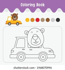Coloring book of cute animal theme worksheet for education vector illustration