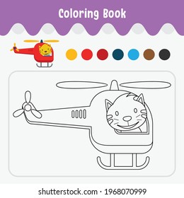 Coloring book of cute animal theme worksheet for education vector illustration