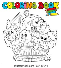 Coloring book with cute animals 2 - vector illustration.