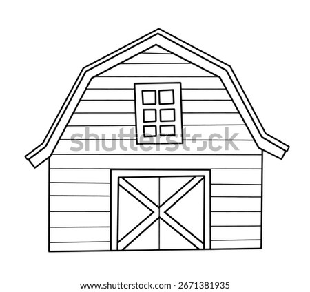 Coloring book. Cute barn drawing. Vector illustration for children's cartoon.
