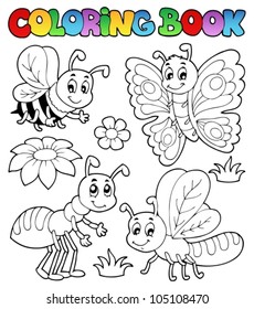 Coloring book cute bugs 2 - vector illustration.