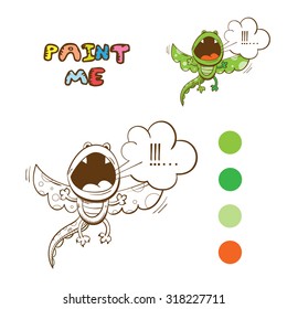 Coloring book with cute cartoon dragon.