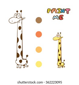 Coloring book with cute cartoon  giraffe. Vector image.