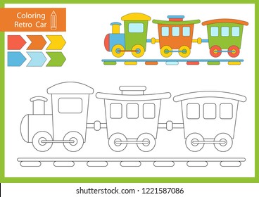 Coloring Book Cute Cartoon Train Drawing Stock Vector (Royalty Free)  1221587086 | Shutterstock
