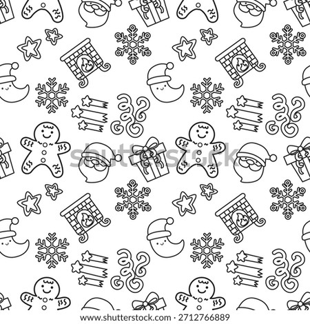 Coloring book of cute christmas pattern for holiday. Outline of Pattern of cute ginger bread and sinterklaas 