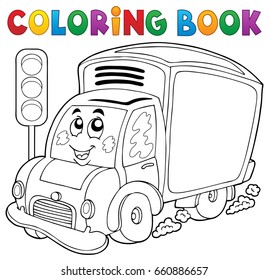 Coloring Book Cute Delivery Car Eps10 Stock Vector (Royalty Free ...