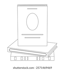 Coloring book of cute different vector books. Stack of books. Educational theme. Vector illustration isolated on white background.