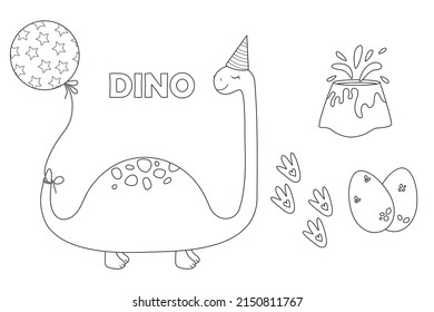 coloring book with cute dinosaur