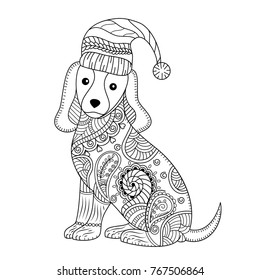 Coloring book of cute dog for adult.zentangle style. vector illustration. handdrawn.