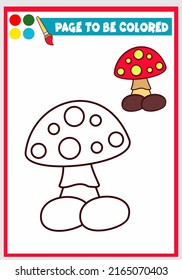 coloring book with cute mushroom