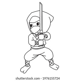 coloring book cute ninja cartoon,vector illustrator 