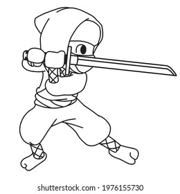 coloring book cute ninja cartoon,vector illustrator 