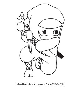 coloring book cute ninja cartoon,vector illustrator 