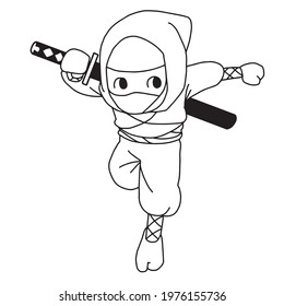 coloring book cute ninja cartoon,vector illustrator 