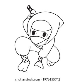 coloring book cute ninja cartoon,vector illustrator 