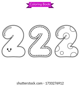coloring book cute number 2