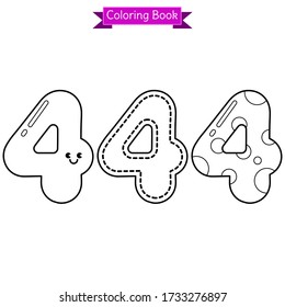 coloring book cute number 4
