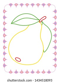 Coloring book of cute pear on white background