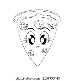 Coloring Book Cute Pizza Character Beautiful Stock Vector (Royalty Free ...