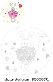 Coloring book. cute rabbit . vector illustration.
