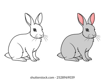 Coloring book cute rabbit vector illustration Vector coloring page for little ones