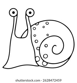 Coloring book. Cute snail character. Vector illustration in doodle style.