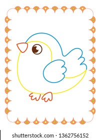 Coloring Book  Of Cute Sparrow