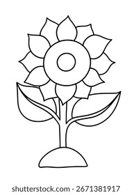 Malbuch. Nette Vektorgrafik mit Sonnenblumen für Kinderkarikaturen.
