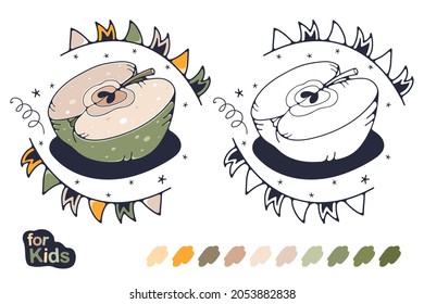 Coloring book. Cute vector illustration with apple.
