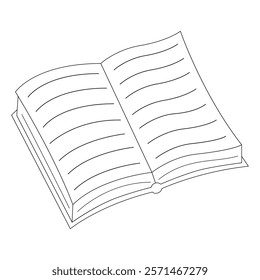 Coloring book of cute vector open book. Educational theme. Vector illustration isolated on white background.