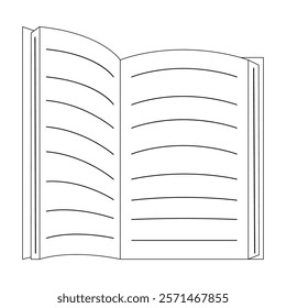 Coloring book of cute vector open book. Educational theme. Vector illustration isolated on white background.