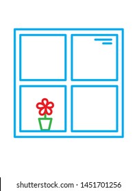 Coloring book of cute window square on white background 