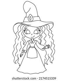 Coloring Book Cute Witch Vector Illustration Stock Vector (Royalty Free ...