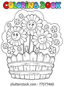 Coloring book with daisies - vector illustration.