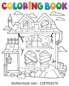 Coloring book derelict house theme 1 - eps10 vector illustration.