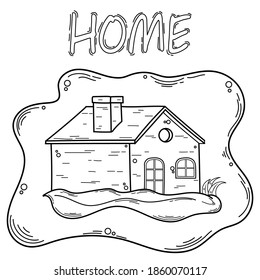 Coloring book design. Home vector illustration