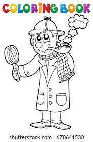 Coloring book detective theme 1 - eps10 vector illustration.